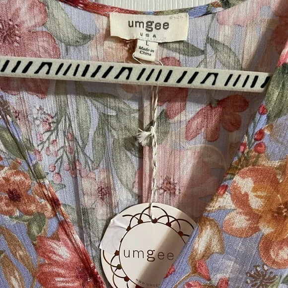 SOLD NWT Large Umgee Mixed Fabric Tiered Midi dress - Picture 8 of 10